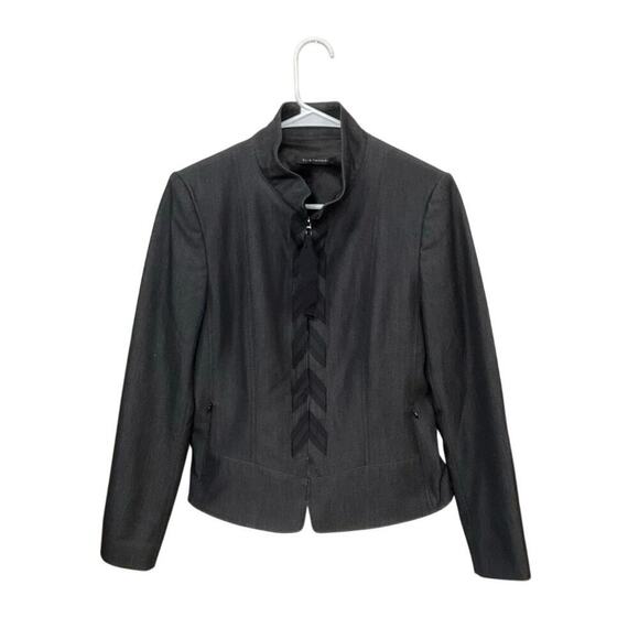 Elie Tahari Jackets & Blazers - Elie Tahari Women's Jacket Charcoal Gray Full Zip Woven Ribbon Lined Sz 8 Medium